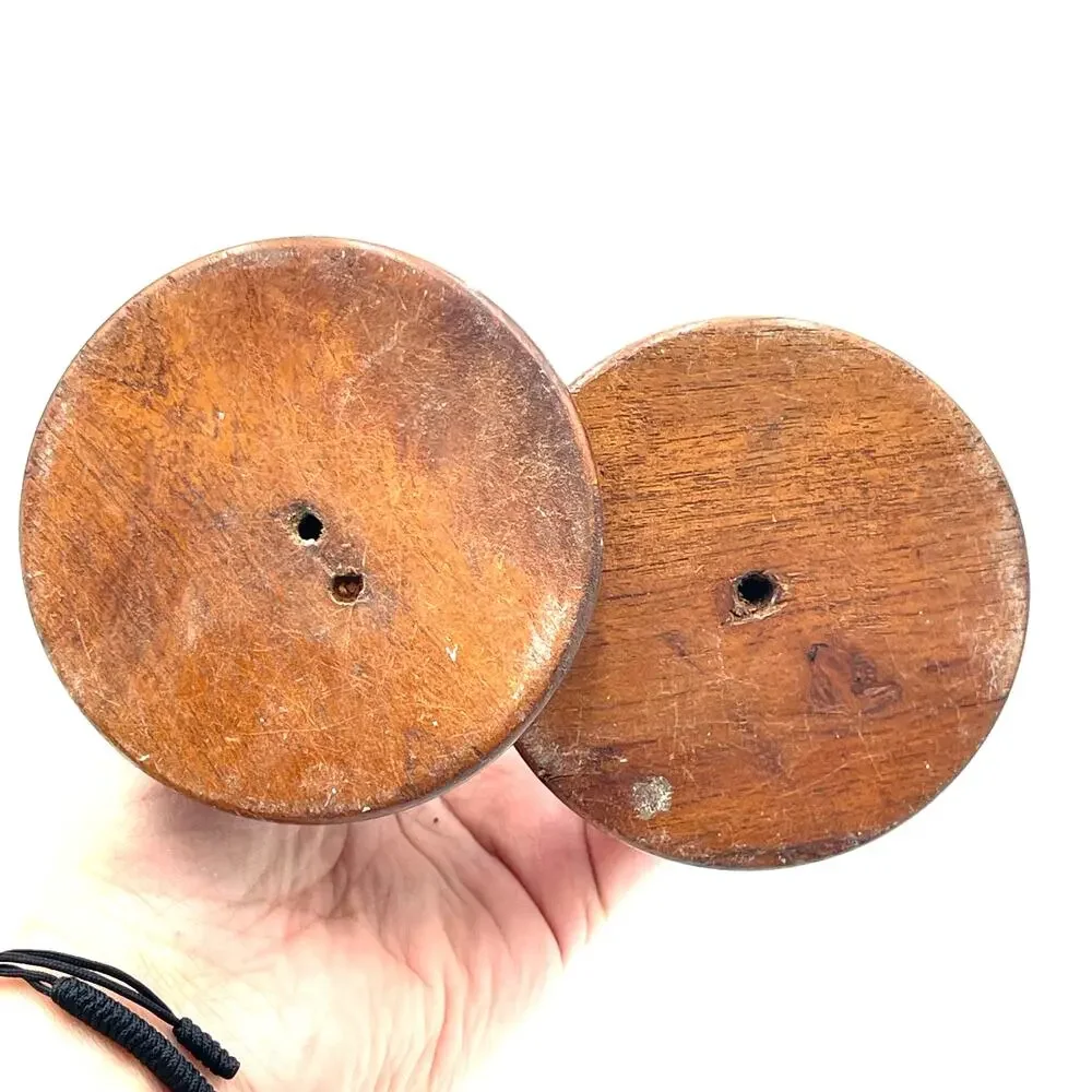 Hand Turned Wooden Wood Candlesticks Candle Holders Tapers Cottage Decor 9